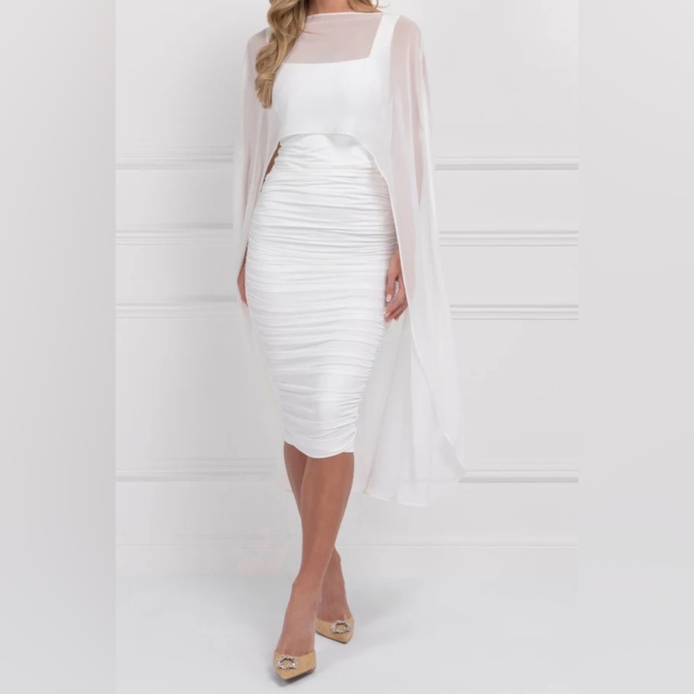 Aavelle white ruched riviera dress-Size Small